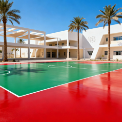PU coating application in school in Oman