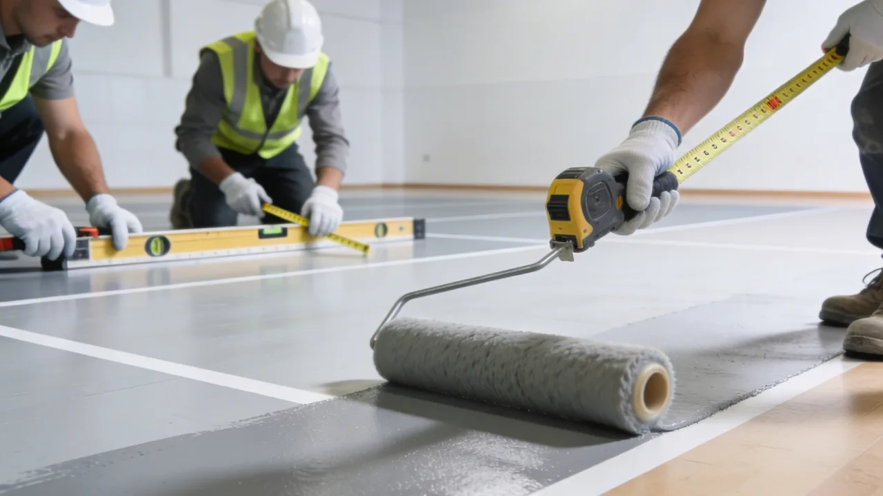 PVC sports flooring installation process in Oman